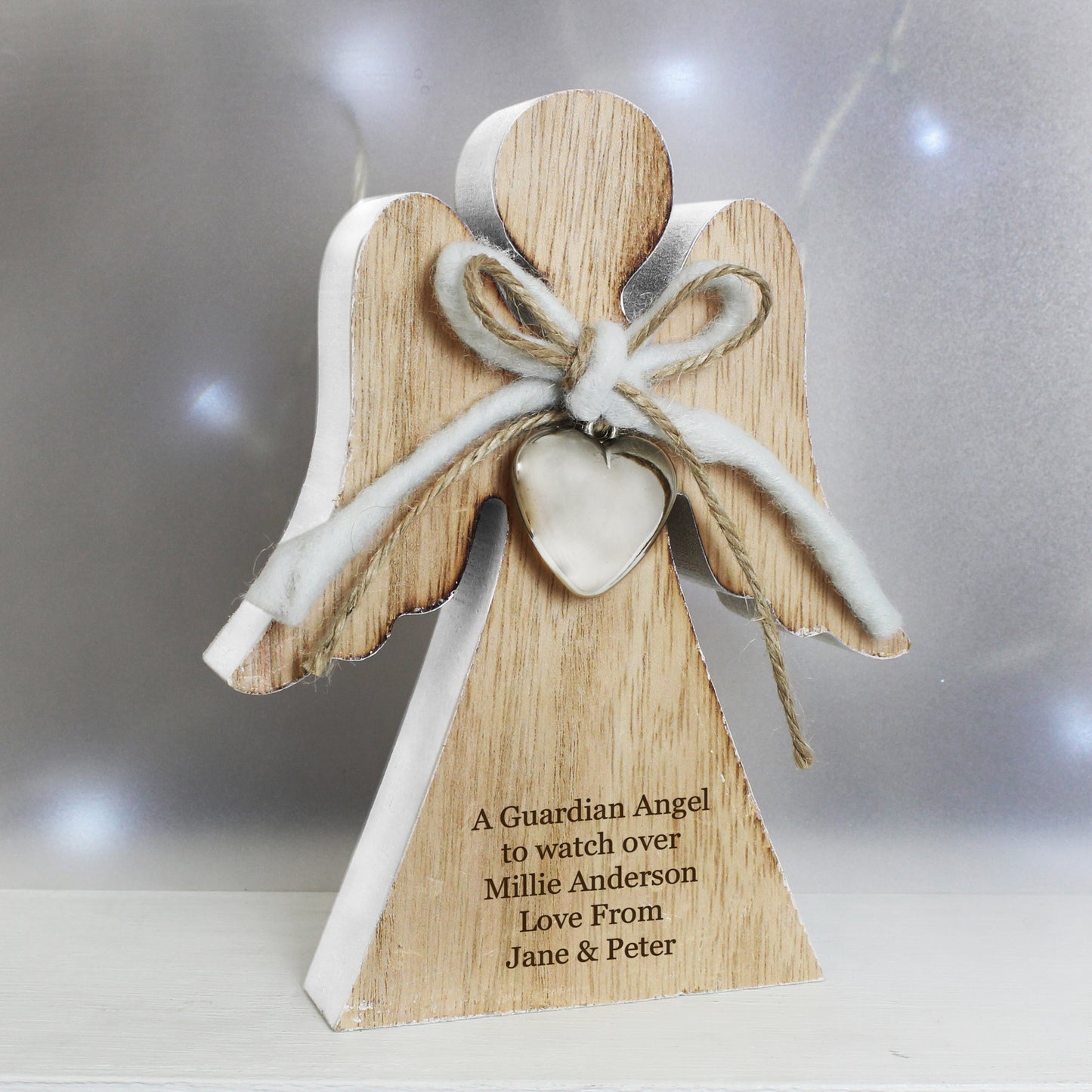 Personalised Rustic Wooden Angel Decoration