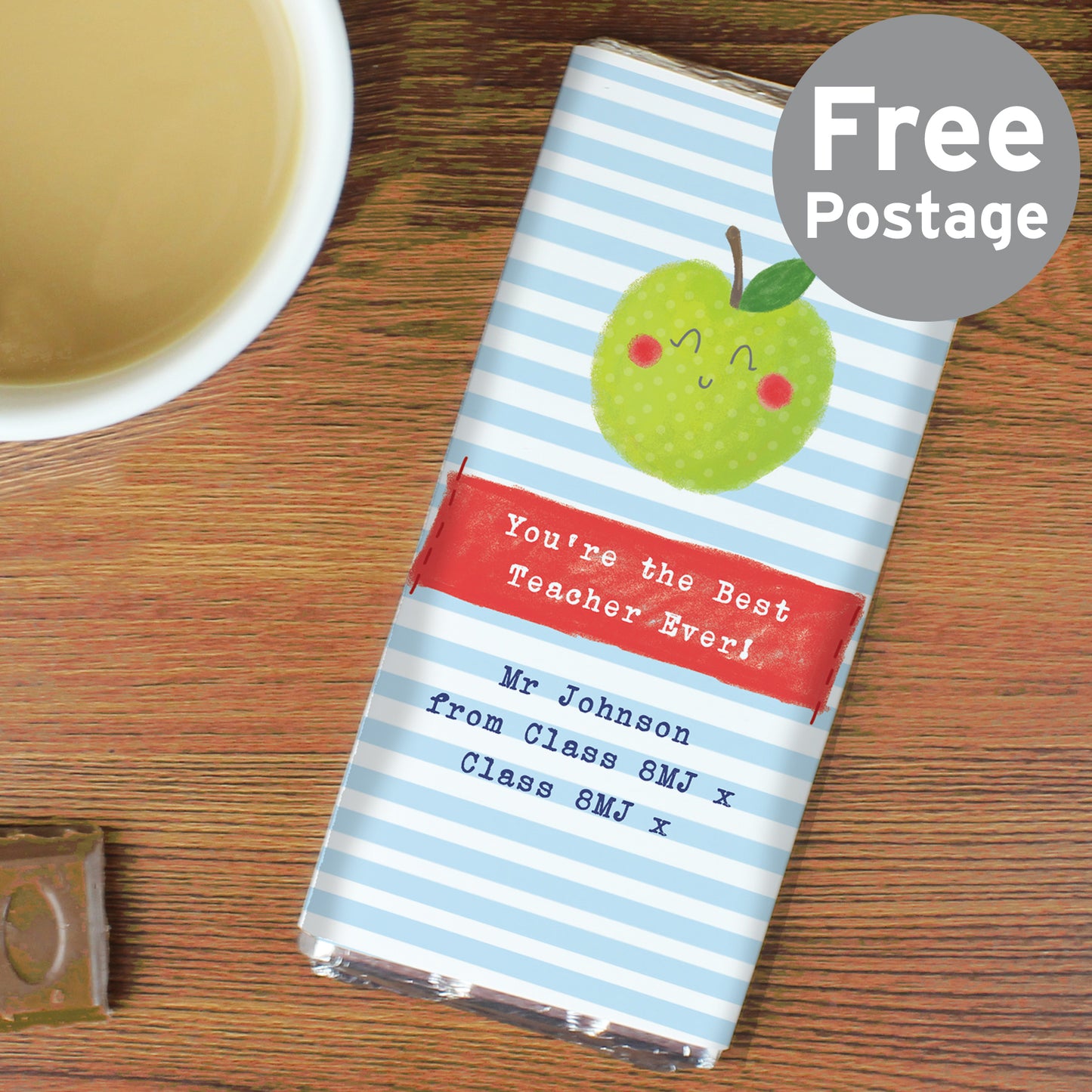Personalised Apple for the Teacher Milk Chocolate Bar