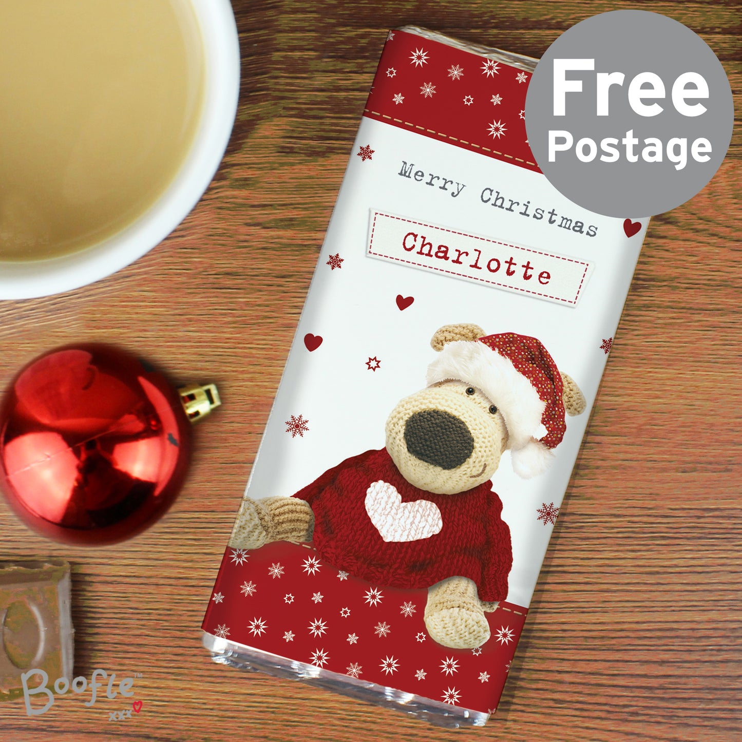 Personalised Boofle Christmas Love Milk Chocolate Bar