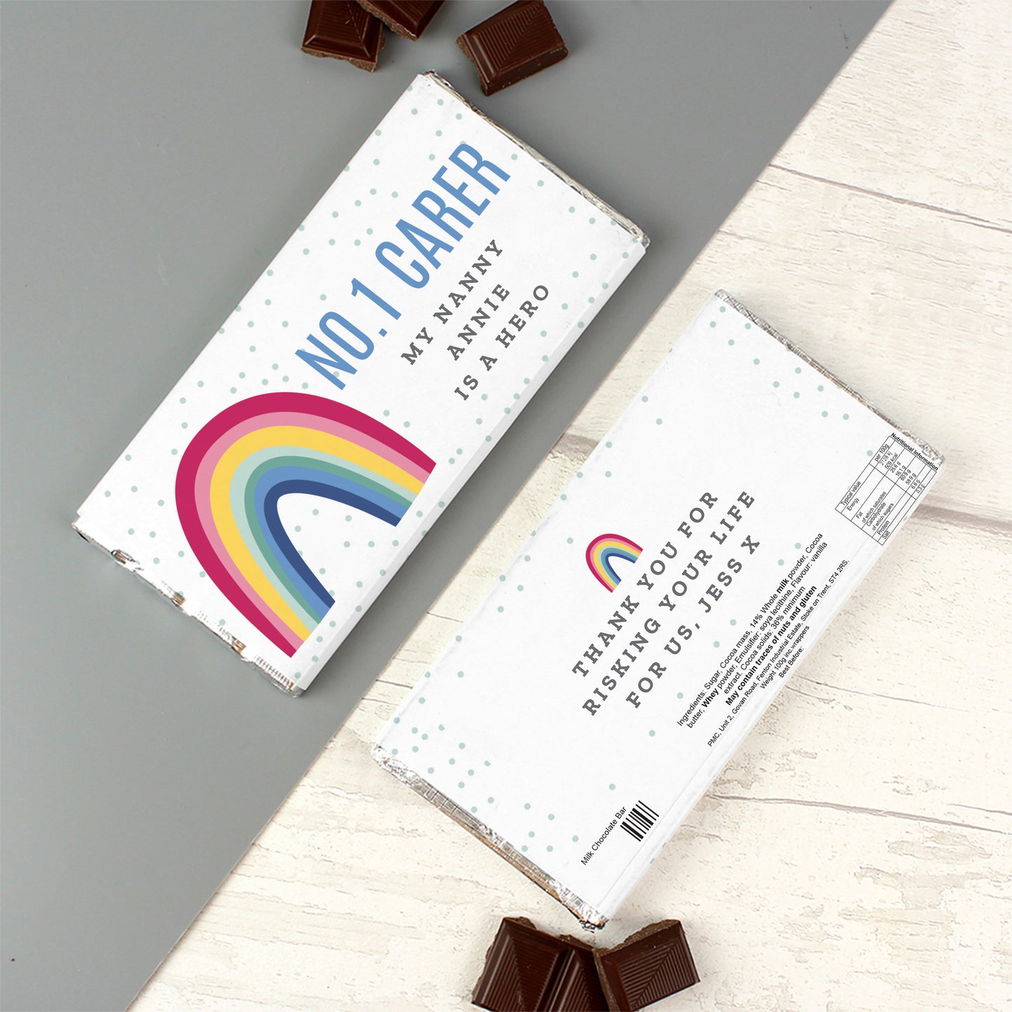 Personalised Rainbow Milk Chocolate Bar