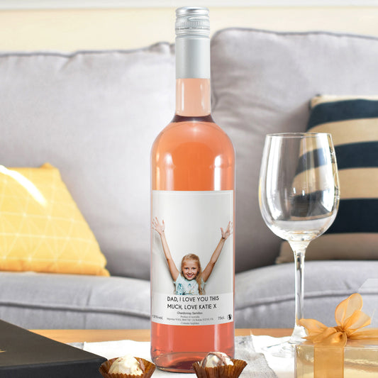 Personalised Photo Upload Rose Wine
