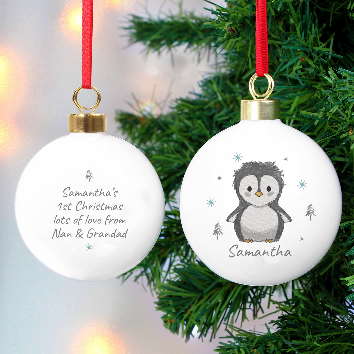 Personalised Pebbles the Penguin Bauble