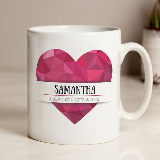 Personalised Geometric Heart Mug