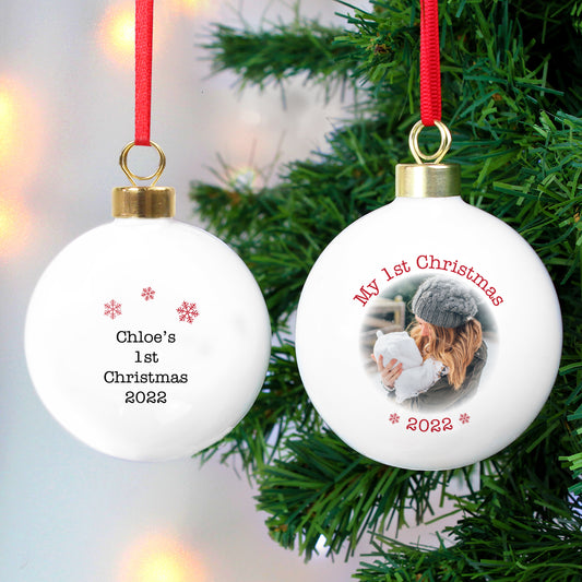 Personalised 1st Christmas Photo Upload Bauble