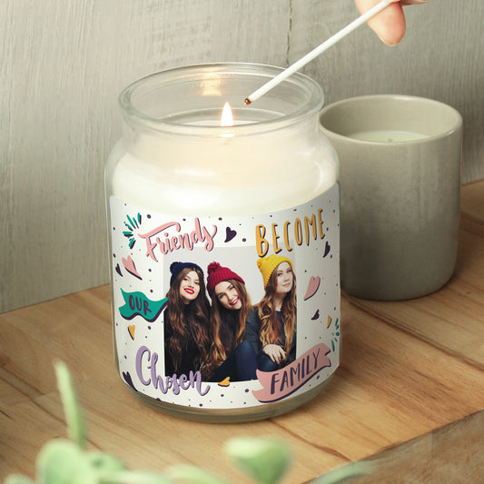 Personalised Chosen Family Photo Upload Large Scented Jar Candle