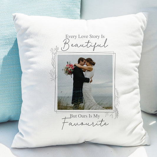 Personalised Love Story Photo Upload Cushion