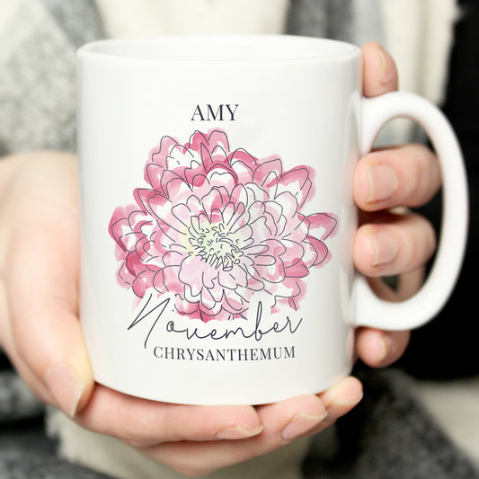 Personalised Flower of the Month Mug