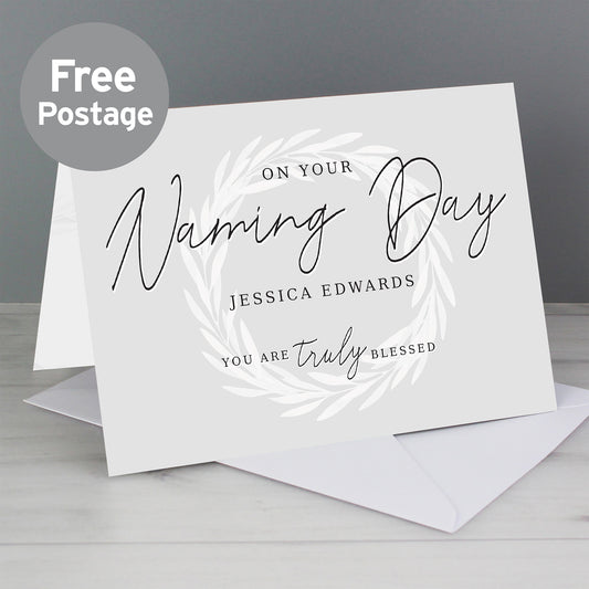 Personalised Truly Blessed Naming Day Card