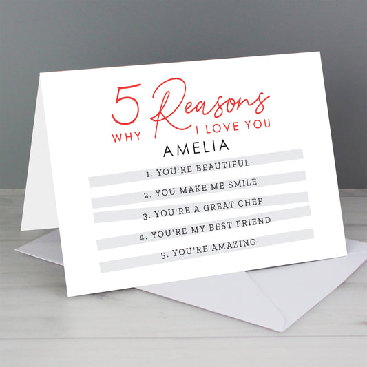 Personalised 5 Reasons Why Card