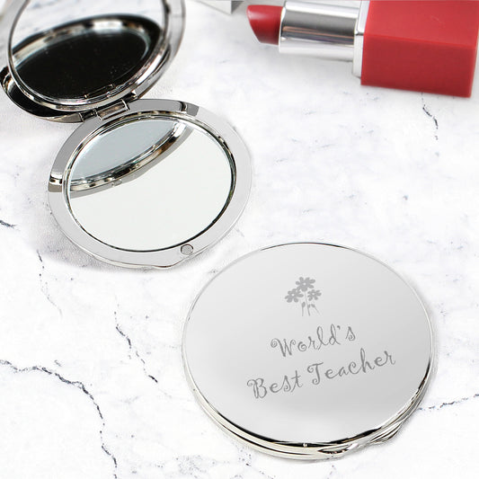 Worlds Best Teacher Round Compact Mirror