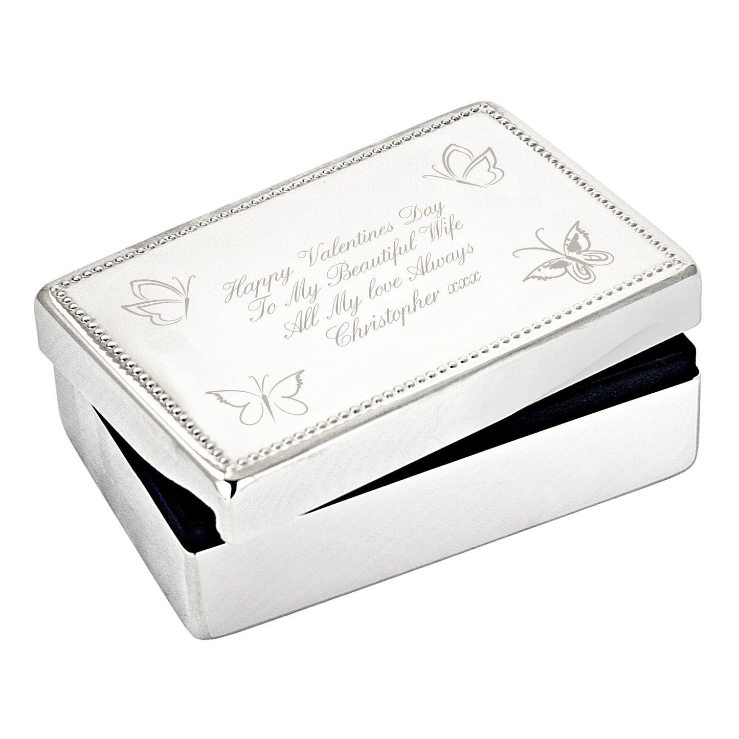 Personalised Butterfly Rectangular Jewellery Box