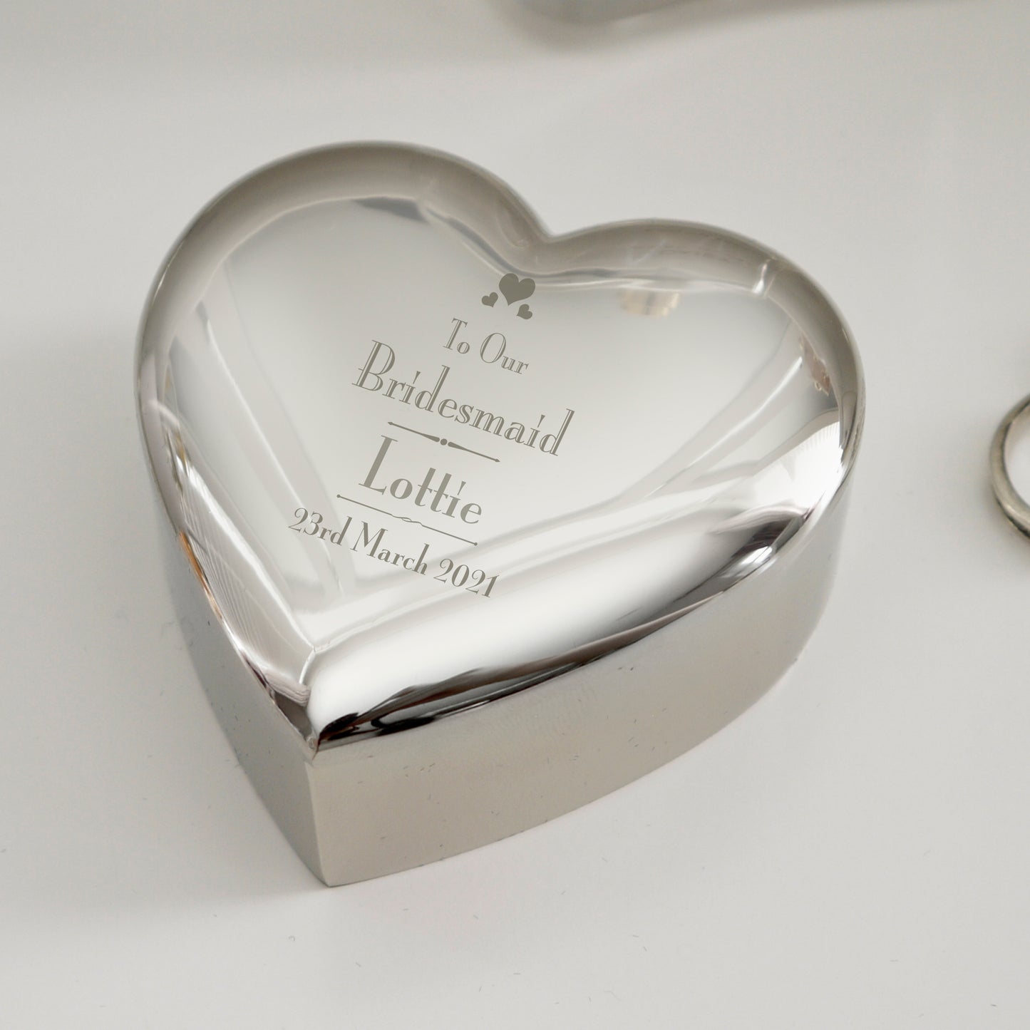 Personalised Decorative Wedding Bridesmaid Heart Trinket Box