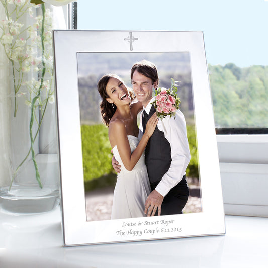 Personalised Silver 5x7 Cross Photo Frame