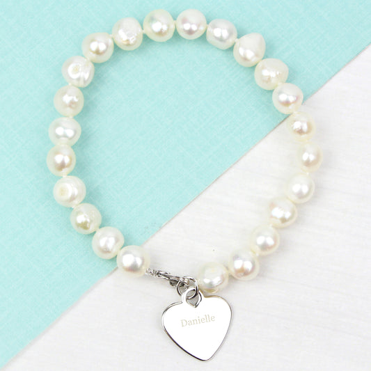 Personalised White Freshwater Pearl Name Bracelet