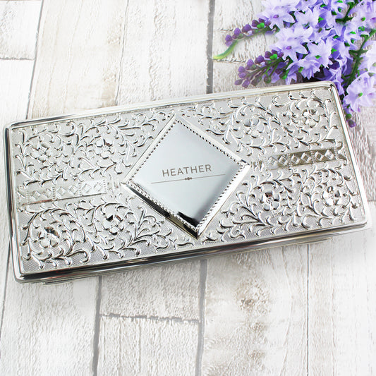 Personalised Classic Antique Silver Plated Jewellery Box