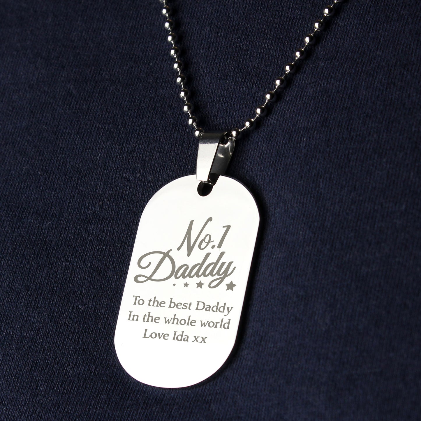 Personalised No.1 Daddy Stainless Steel Dog Tag Necklace