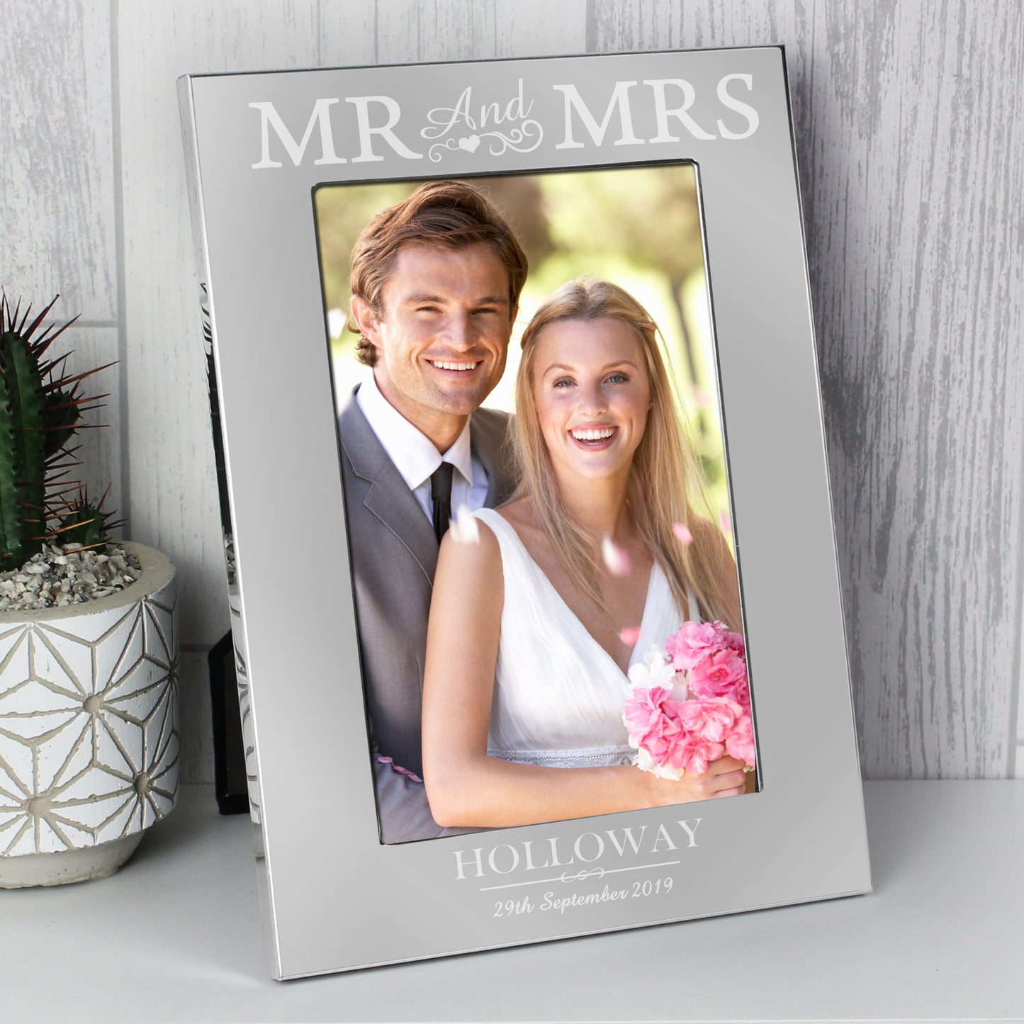 Personalised Mr & Mrs 6x4 Silver Photo Frame