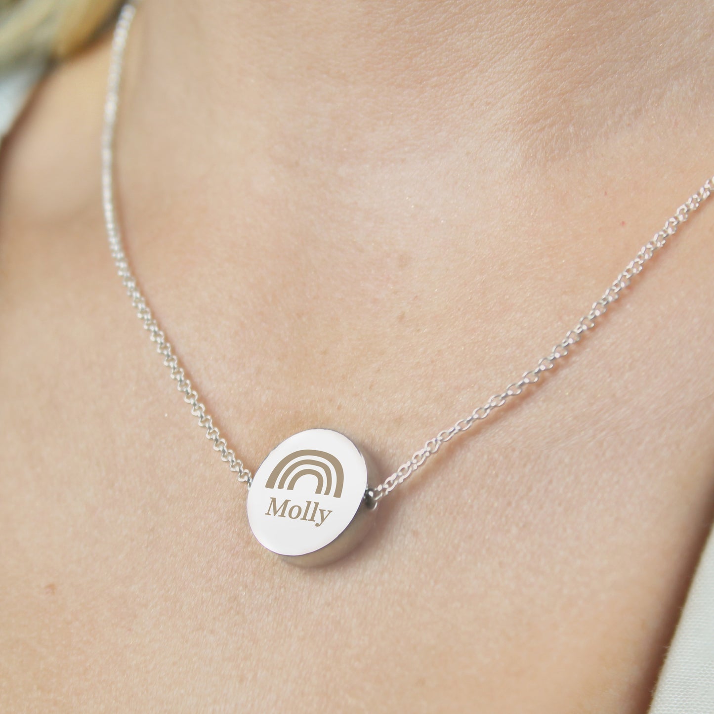 Personalised Rainbow Disc Necklace