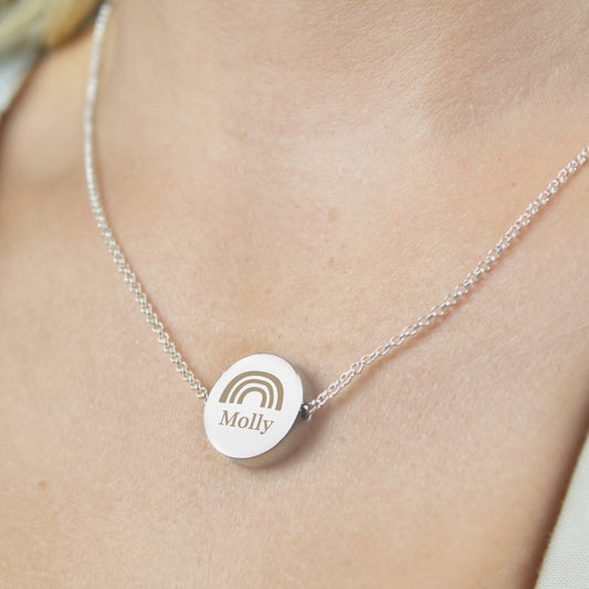 Personalised Rainbow Disc Necklace