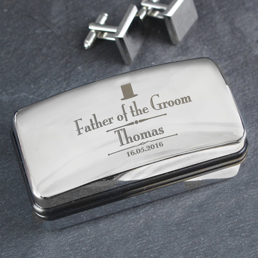 Personalised Decorative Wedding father of the Groom Cufflink Box