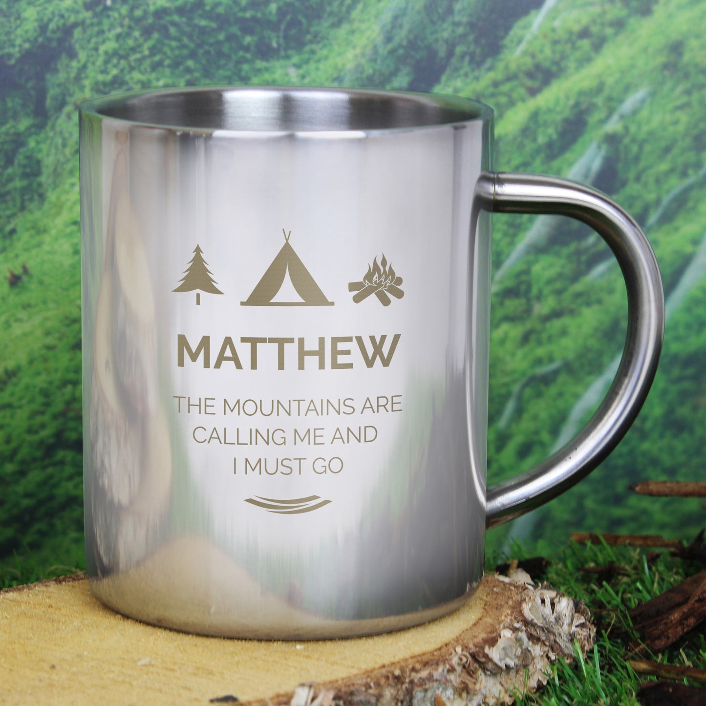 Personalised 'Wilderness Wanderer' Stainless Steel Mug