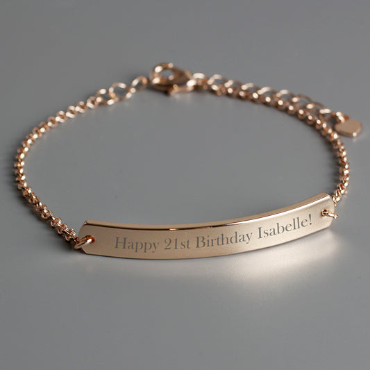 Personalised Rose Gold Tone Bar Bracelet