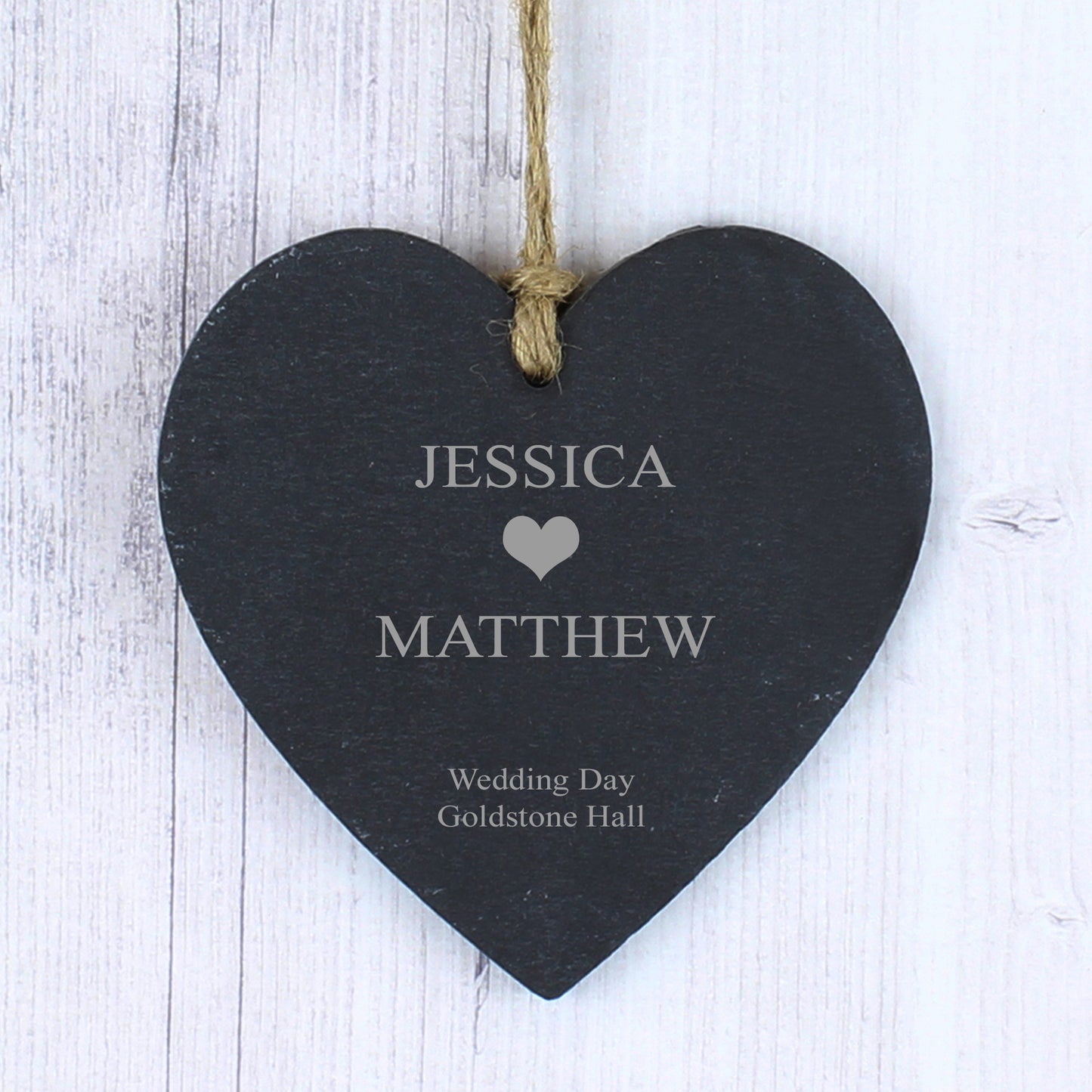 Personalised Heart Motif Slate Heart Decoration