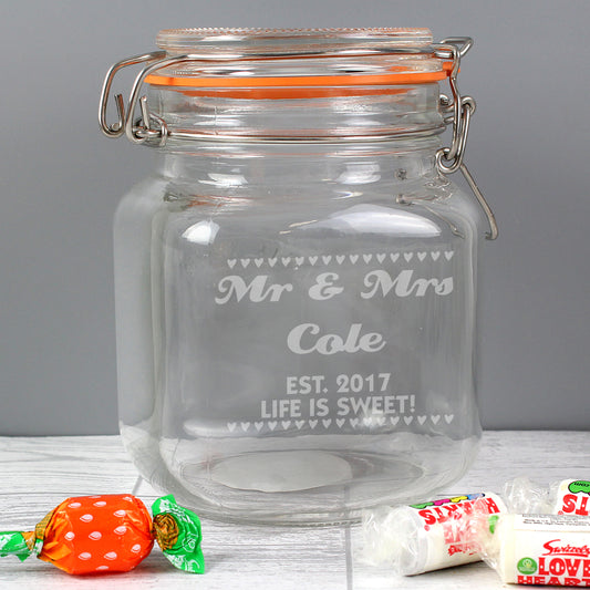 Personalised Small Hearts Glass Kilner Jar