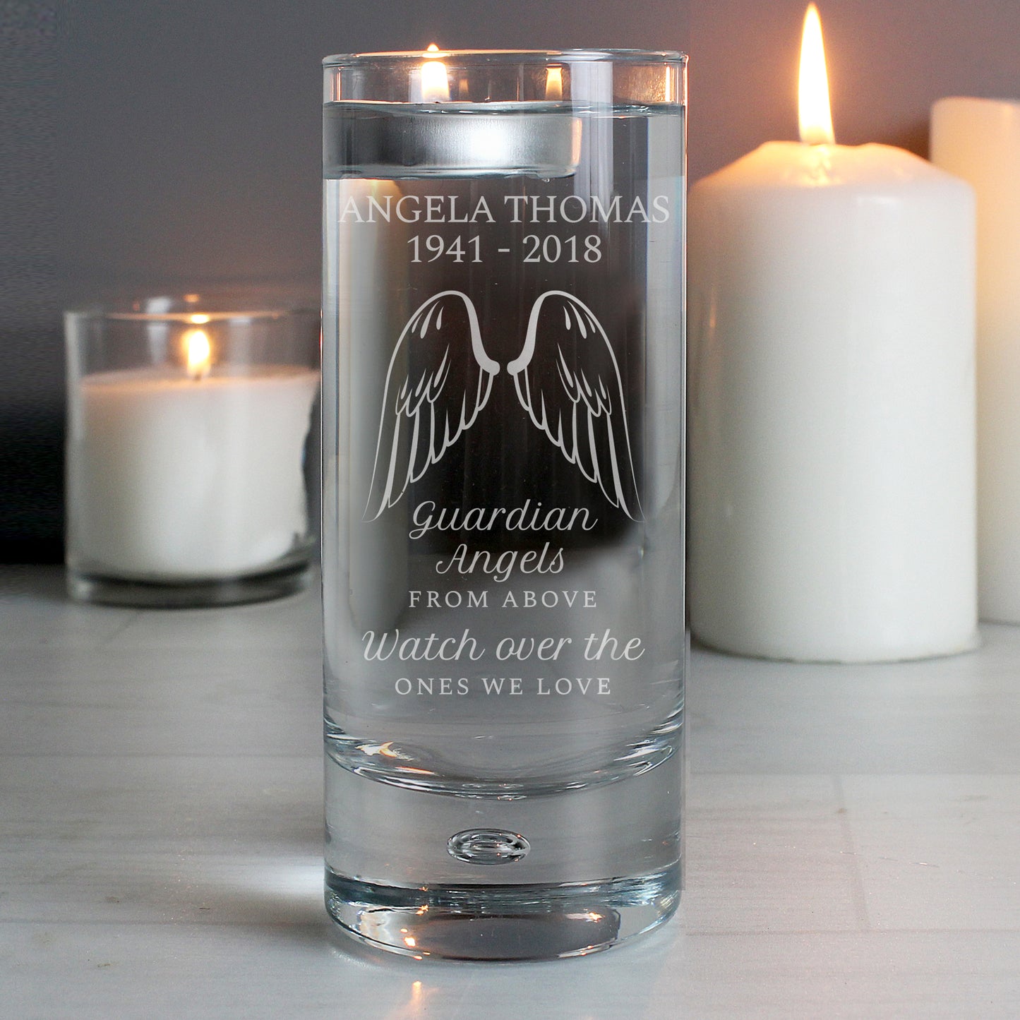 Personalised Guardian Angel Wings Floating Candle Holder