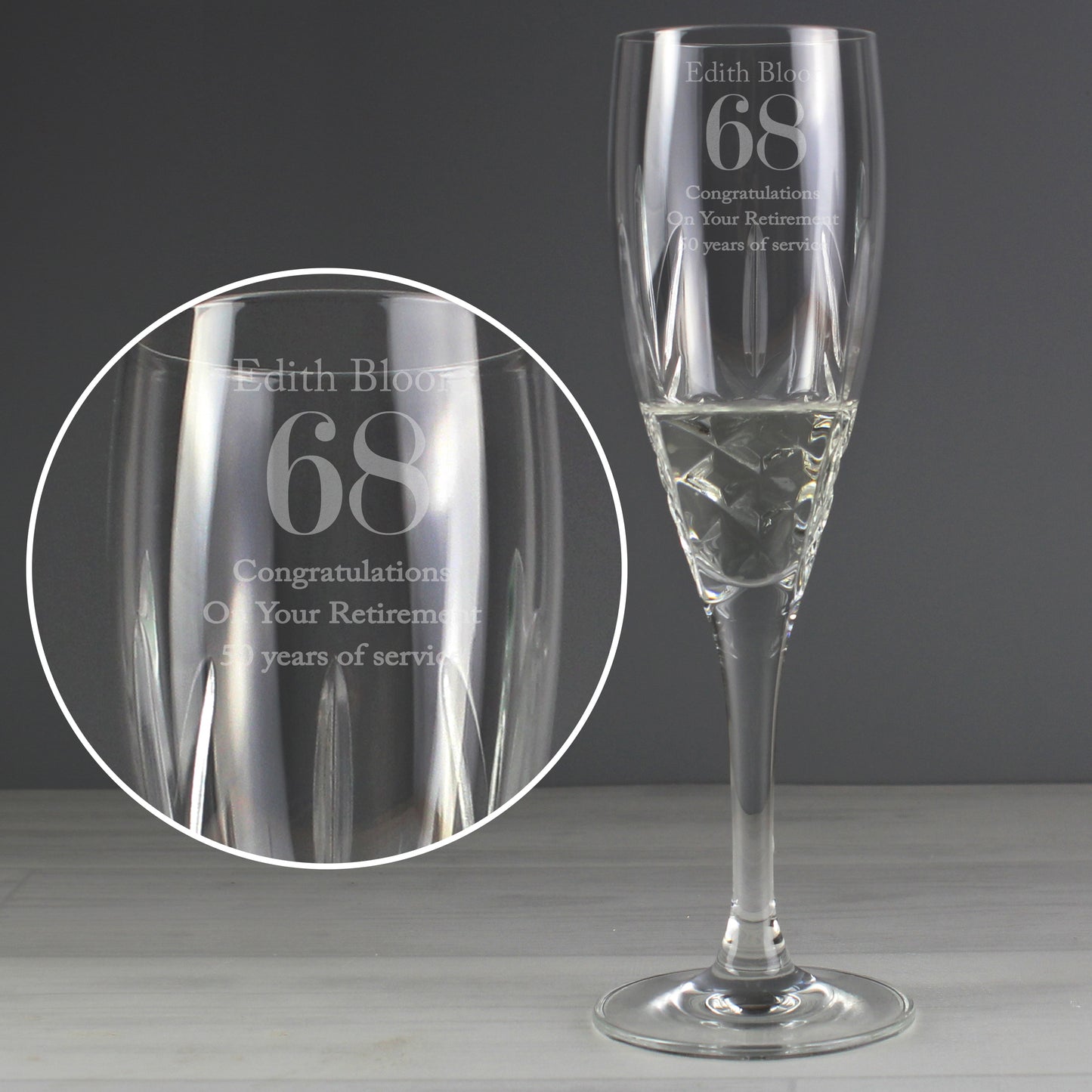 Personalised Big Age Cut Crystal Champagne Flute