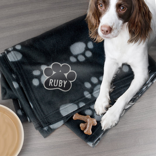 Personalised Dog Paw Print Fleece Blanket