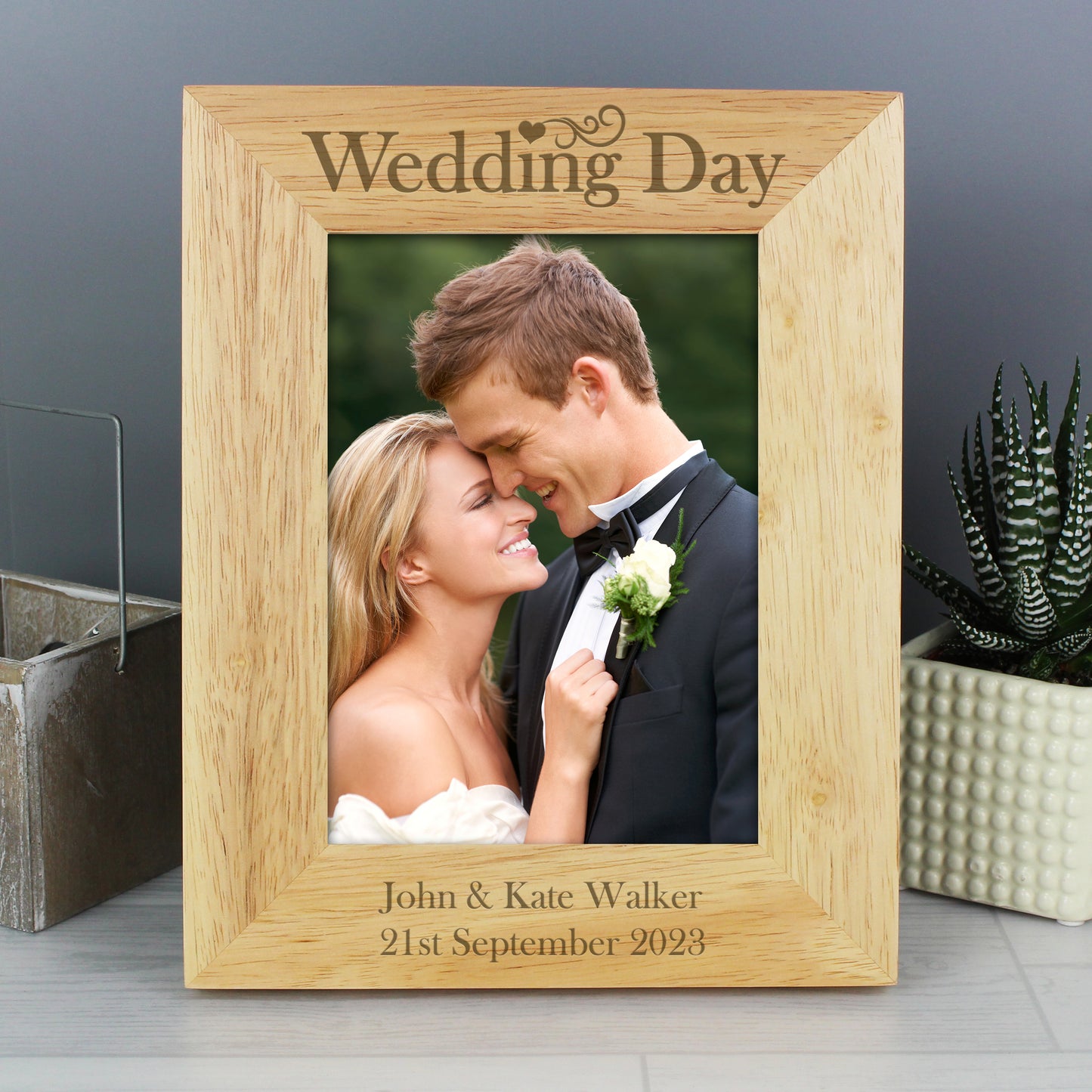 Personalised Wedding Day 5x7 Wooden Photo Frame