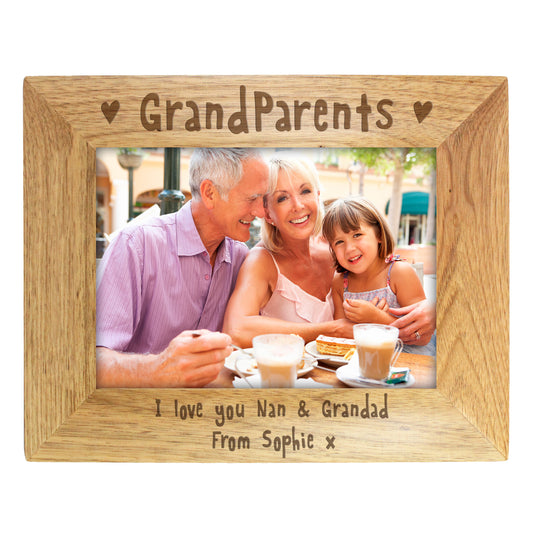 Personalised Grandparents 5x7 Landscape Wooden Photo Frame