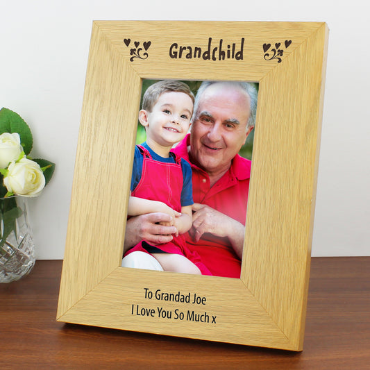 Personalised Oak Finish 6x4 Grandchild Photo Frame