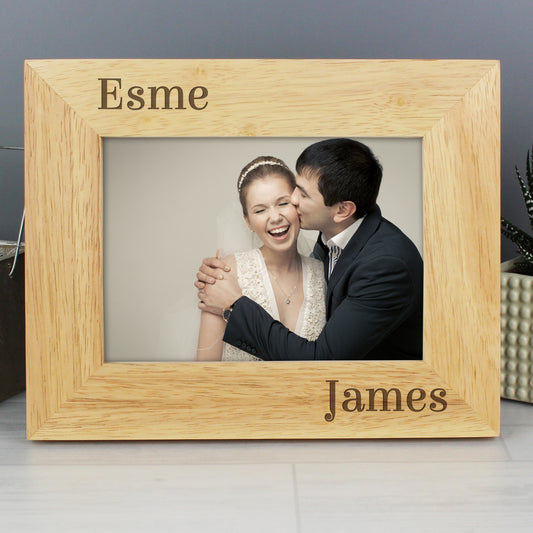 Personalised Couples 5x7 Landscape Wooden Photo Frame