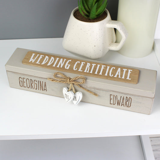 Personalised Wooden Wedding Certificate Holder