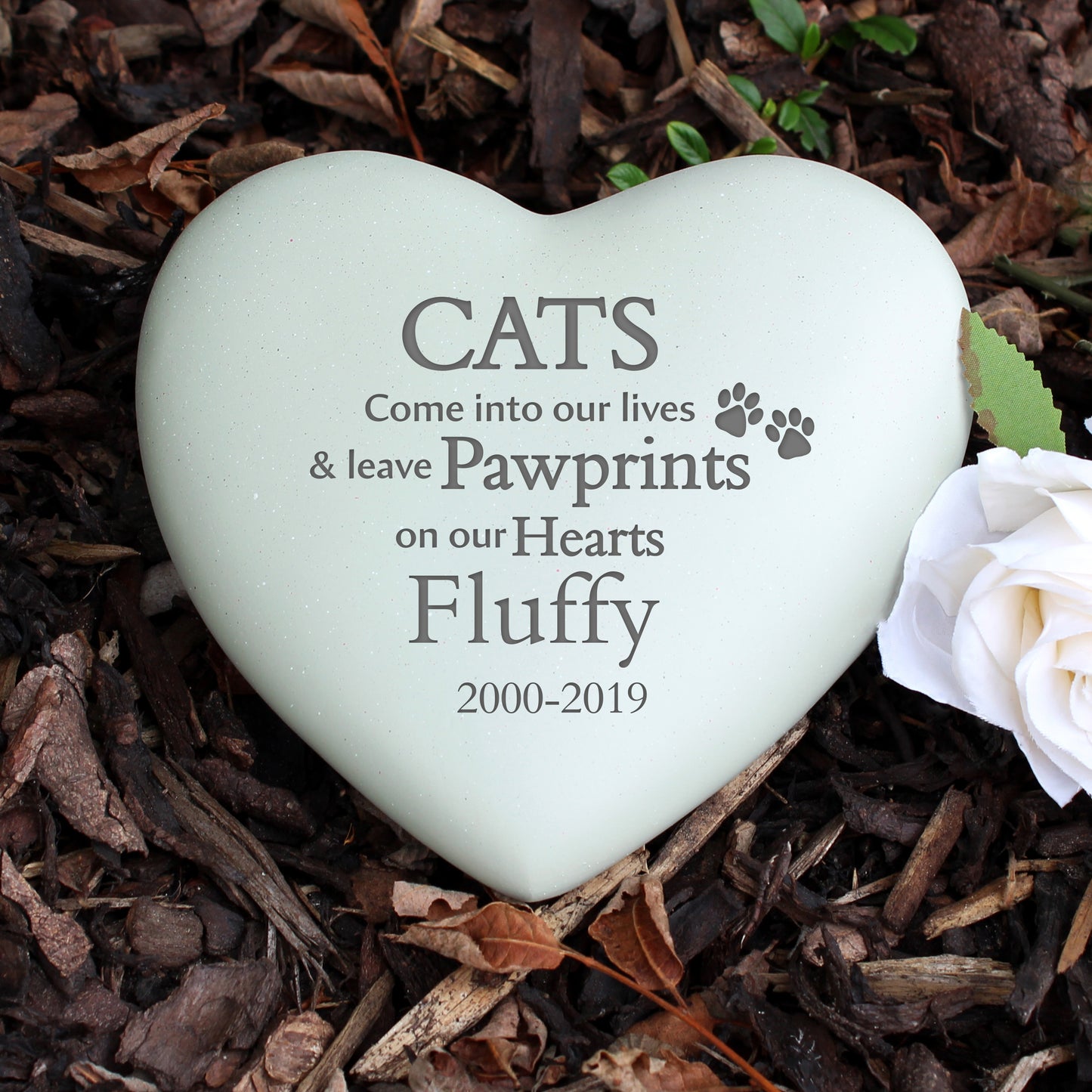 Personalised Cat Pawprints Heart Memorial