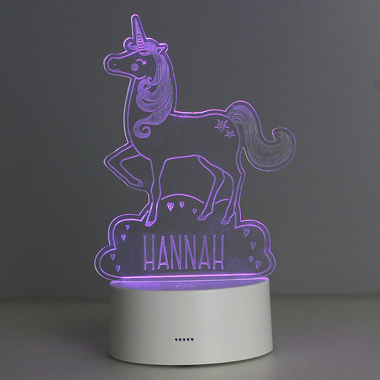 Personalised Unicorn LED Colour Changing Night Light