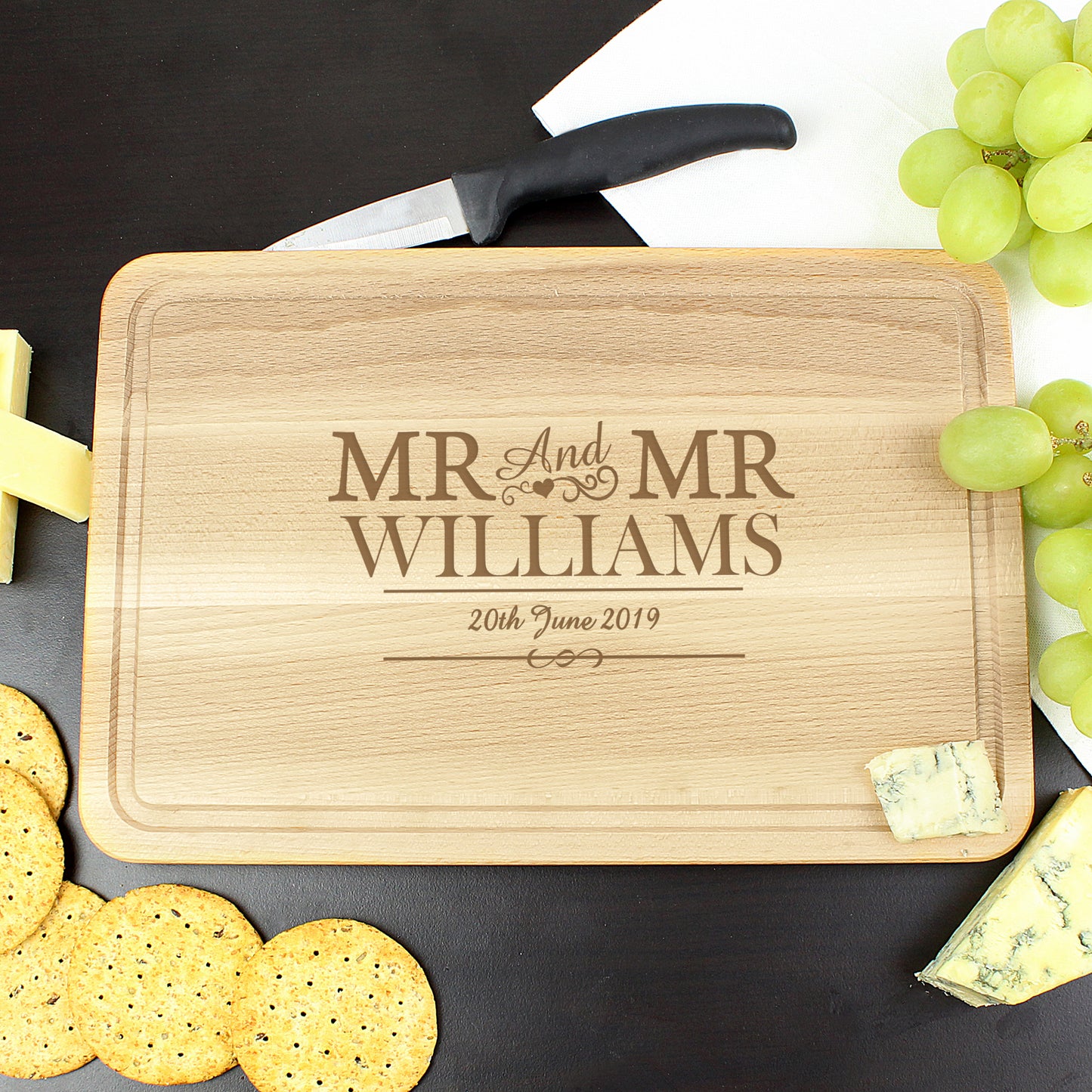 Personalised Mr & Mr Large Chopping Board