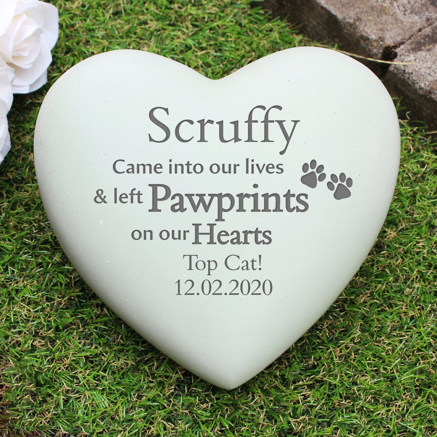 Personalised Pet Pawprints Heart Memorial