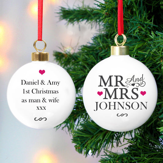 Personalised Mr & Mrs Bauble