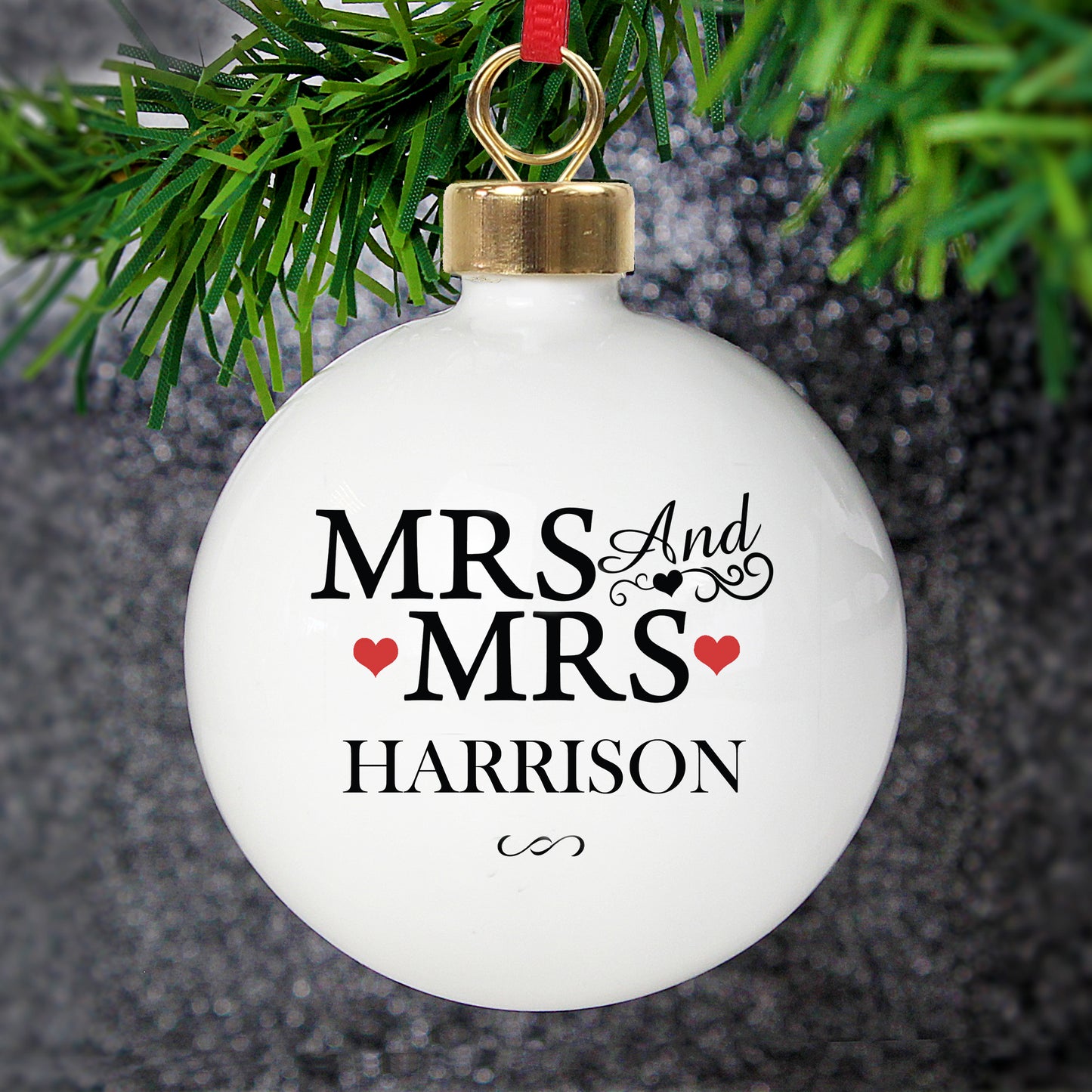 Personalised Mrs & Mrs Bauble