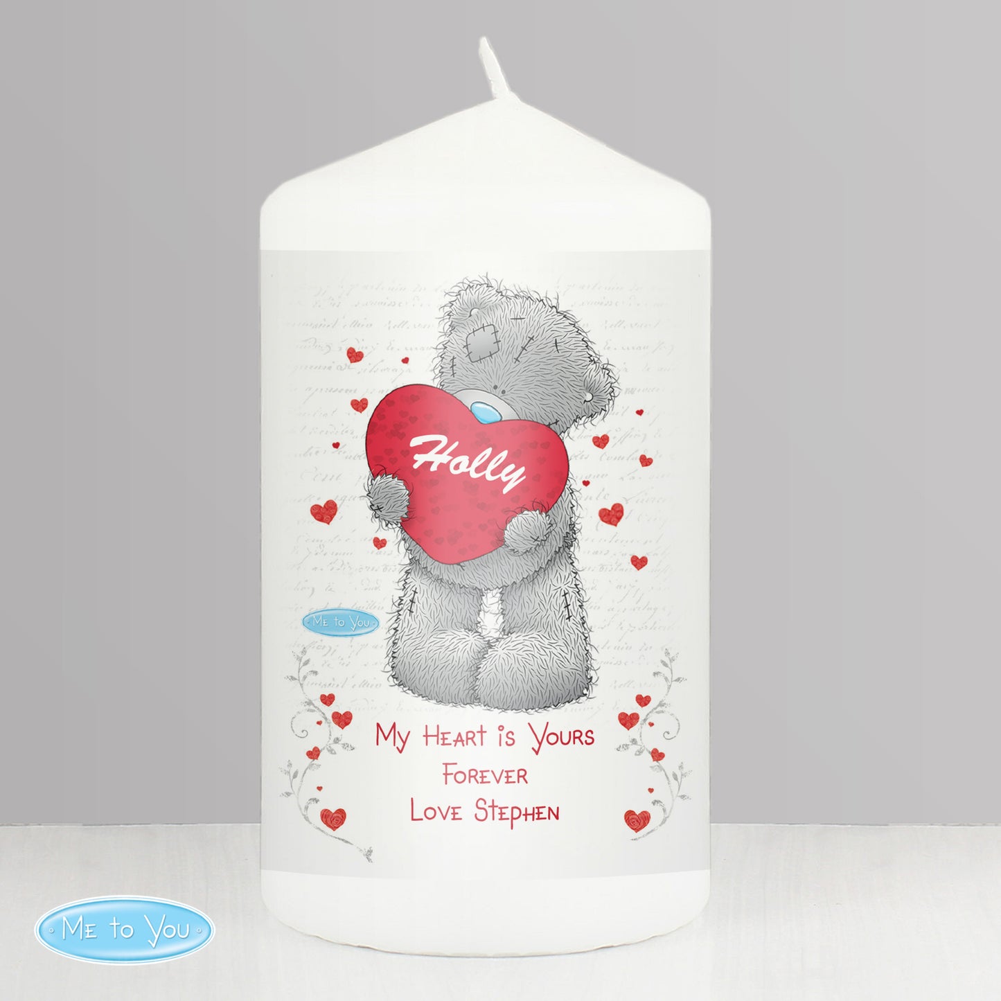 Personalised Me to You Big Heart Pillar Candle
