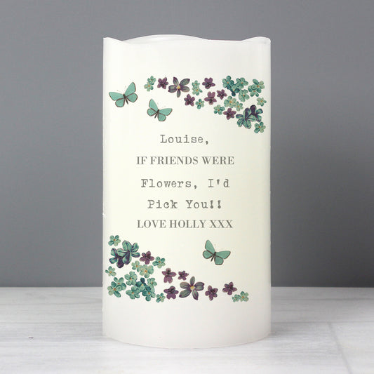 Personalised Forget Me Not LED Candle