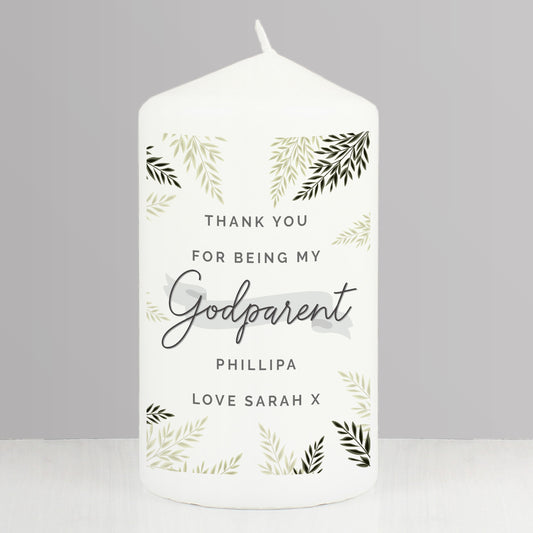 Personalised Godparent Pillar Candle