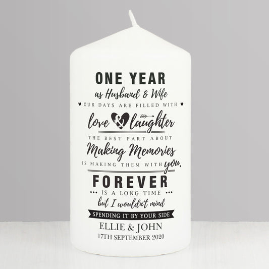 Personalised Anniversary Pillar Candle