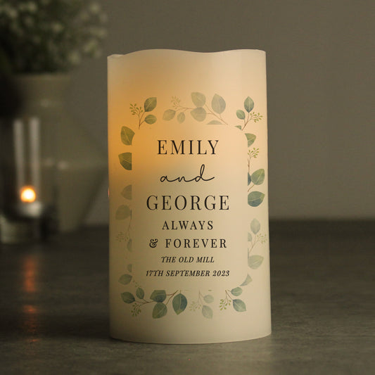 Personalised Botanical Free Text LED Candle