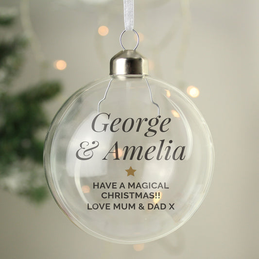 Personalised Gold Star Glass Bauble