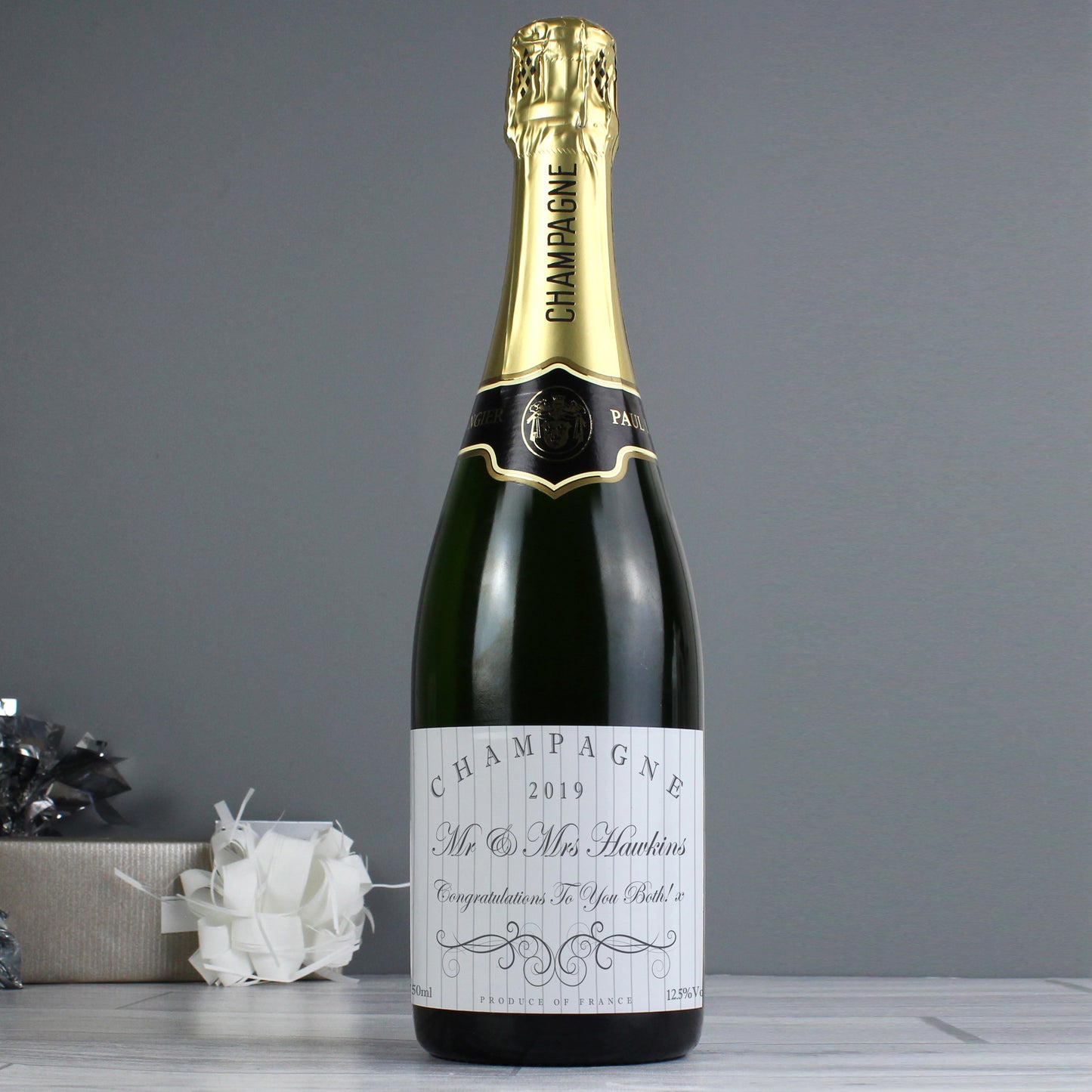 Personalised Elegant Swirl Champagne Bottle