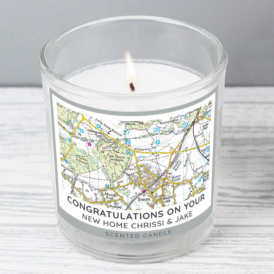 Personalised Present Day Map Compass Scented Jar Candle